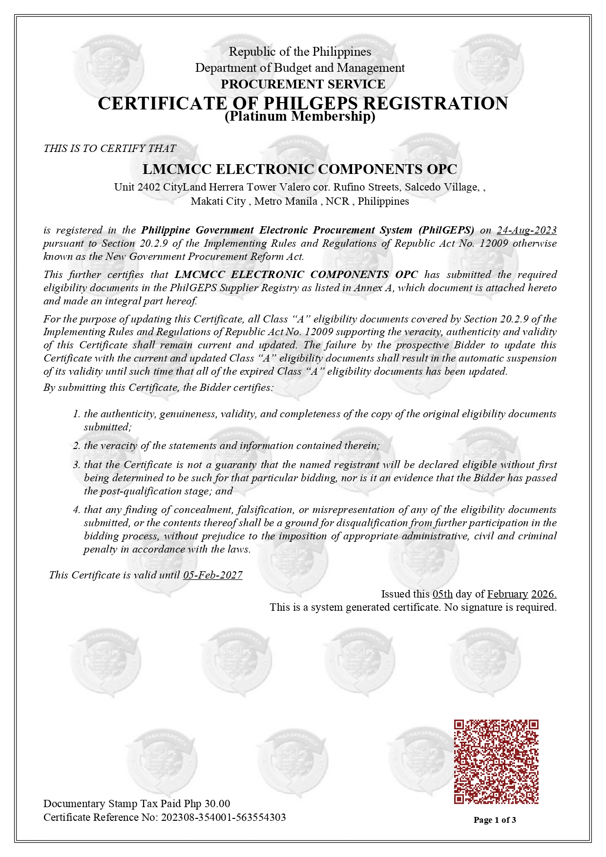 Republic of the Philippines Procurement Services Certification 1