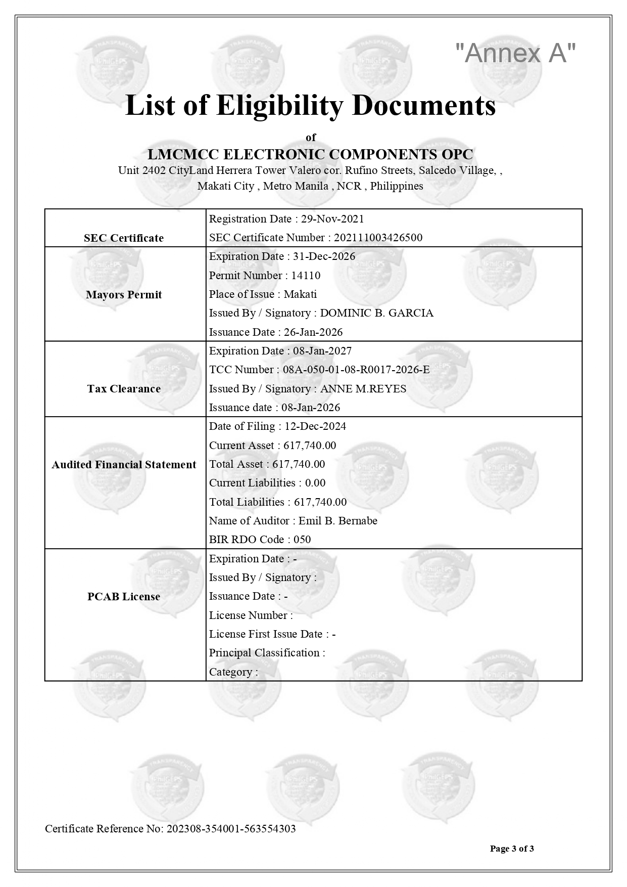 Republic of the Philippines Procurement Services Certification 3